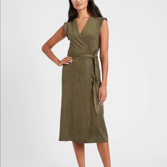Banana Republic Dresses & Skirts - Banana republic vegan suede wrap dress in green. Size 6. NWT